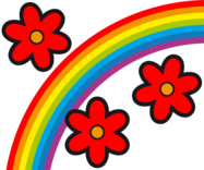 Symbol: Regenbogen und Blumen
